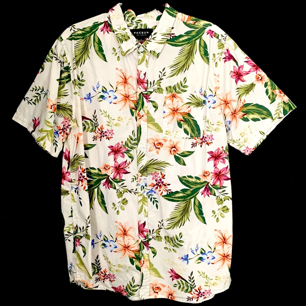 PacSun 100% Cotton Tropical Floral Print Buttoned Shirt